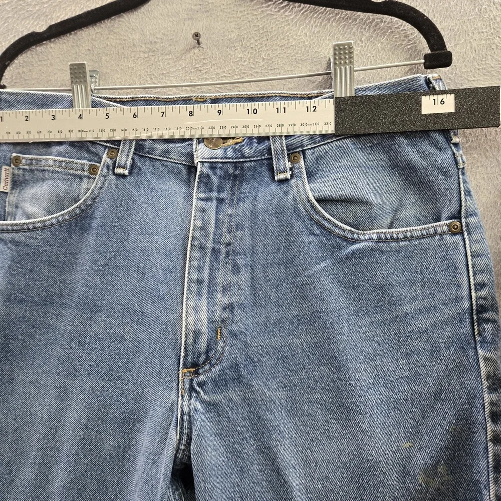 VINTAGE Carhartt Men Jeans 33X34 Blue Denim B18 DST Traditional Fit Y2K READ